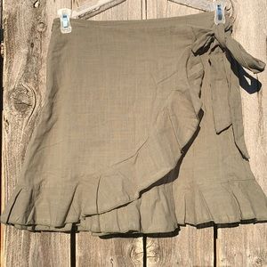 Olive green ruffled skirt